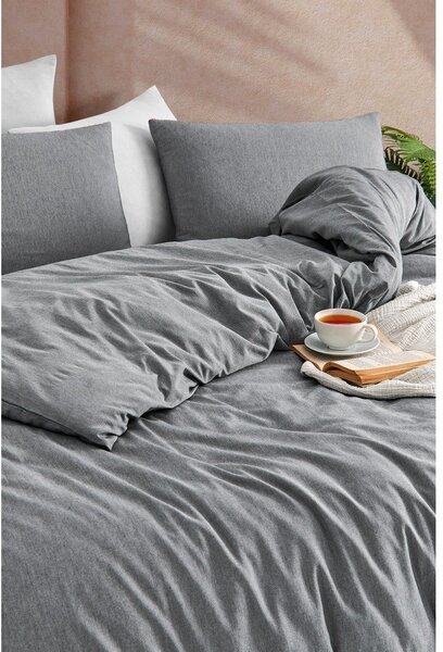 Biancheria da letto color antracite per letto singolo 140x200 cm Yarn Dyed – Mijolnir