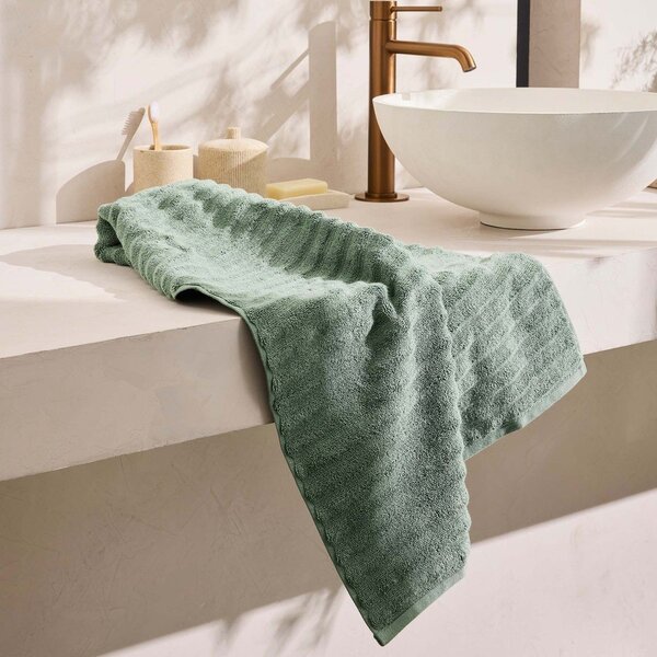 Asciugamano tipo terry verde in cotone 50x90 cm Maya – douceur d'intérieur