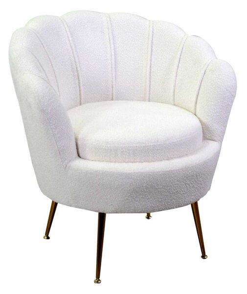 Poltrona Imbottita 73x72xh49/77 cm in Tessuto Velluto Tulipan Crema