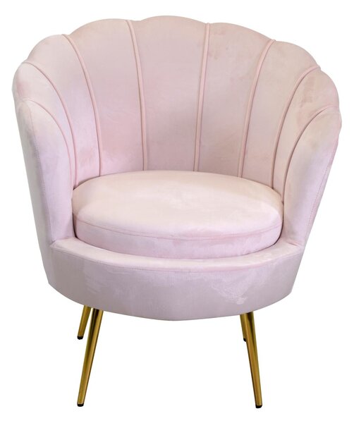 Poltrona Imbottita 73x72xh49/77 cm in Tessuto Velluto Tulipan Rosa
