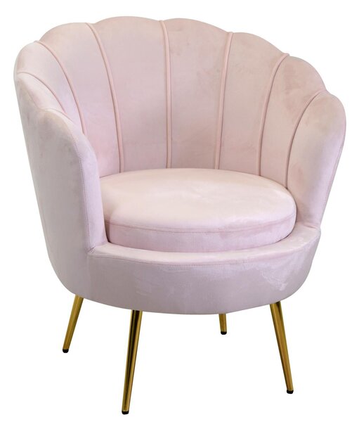 Poltrona Imbottita 73x72xh49/77 cm in Tessuto Velluto Tulipan Rosa