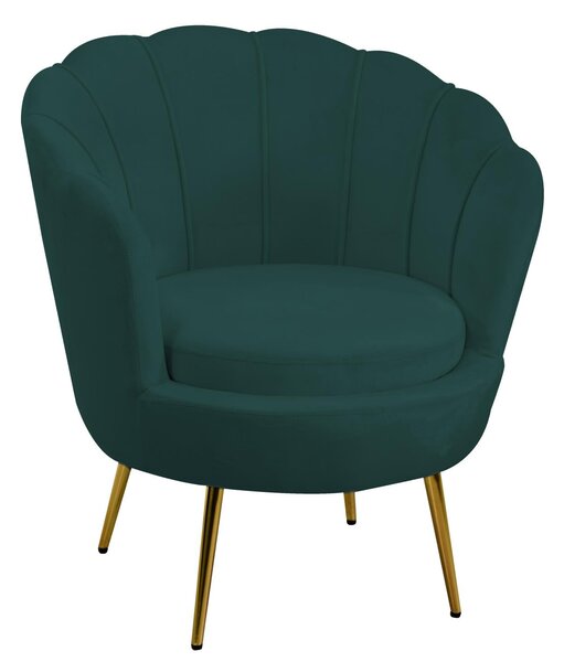 Poltrona Imbottita 73x72xh49/77 cm in Tessuto Velluto Tulipan Blu Petrolio