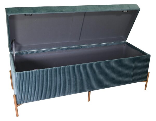 Panca Contenitore 115x40xh45 cm in Tessuto Velluto Verde Salvia