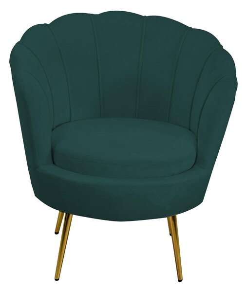 Poltrona Imbottita 73x72xh49/77 cm in Tessuto Velluto Tulipan Blu Petrolio