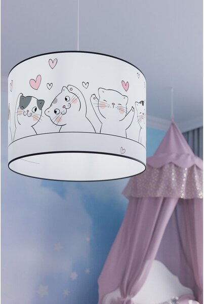 Lampadario per bambini bianco con paralume in plastica ø 30 cm Puss – Sollux