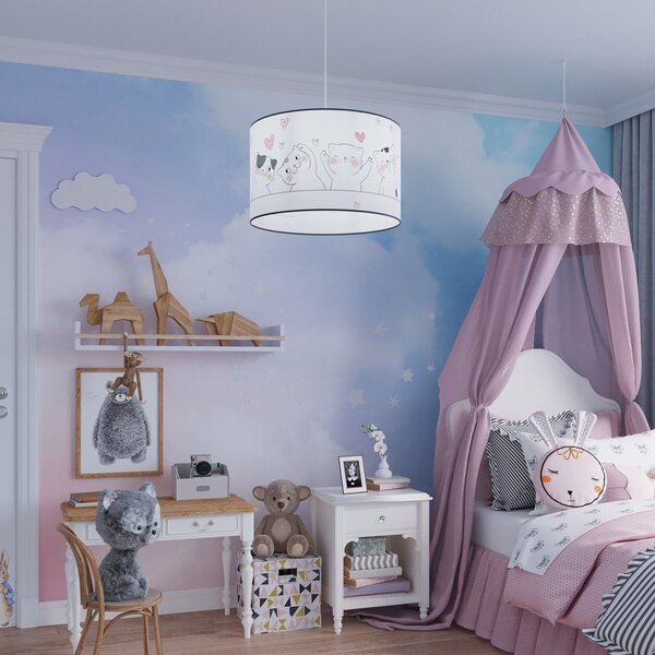 Lampadario per bambini bianco con paralume in plastica ø 30 cm Puss – Sollux