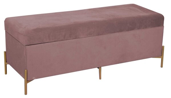 Panca Contenitore 115x40xh45 cm in Tessuto Velluto Rosa
