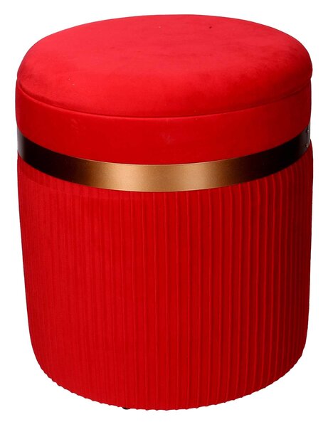 Set 2 Pouf Contenitore Ø35 cm e Ø39 cm in Tessuto Velluto Rosso