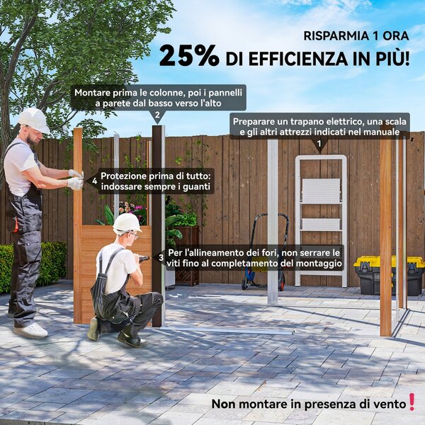 Outsunny Casetta da Giardino in Acciaio Effetto Legno e Doppie Porte Scorrevoli, 278x195x215 cm, Marrone | Aosom Italy