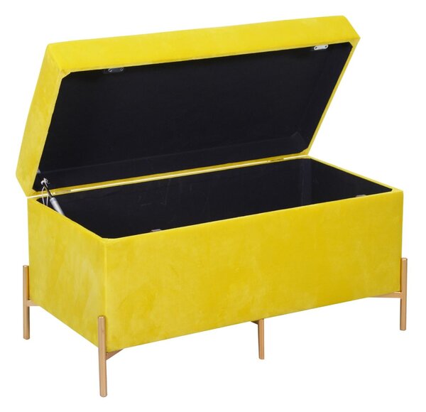 Panca Contenitore 78x40xh45 cm in Tessuto Velluto Giallo