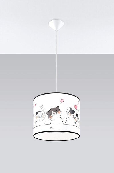 Lampadario per bambini bianco con paralume in plastica ø 30 cm Puss – Sollux