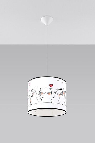 Lampadario per bambini bianco con paralume in plastica ø 30 cm Puss – Sollux