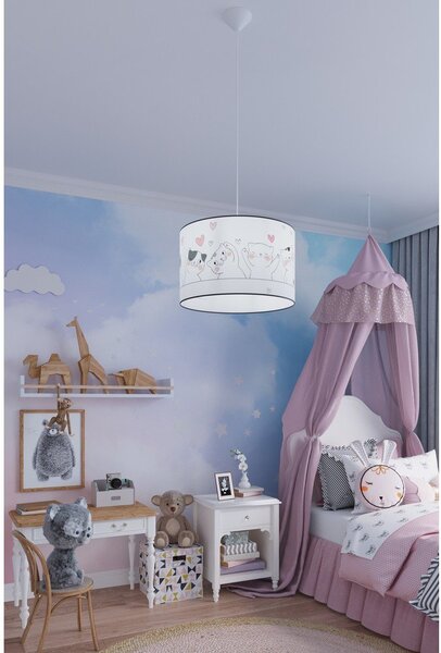 Lampadario per bambini bianco con paralume in plastica ø 30 cm Puss – Sollux