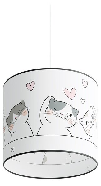 Lampadario per bambini bianco con paralume in plastica ø 30 cm Puss – Sollux