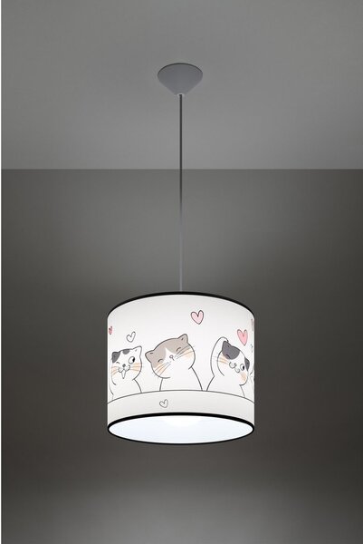 Lampadario per bambini bianco con paralume in plastica ø 30 cm Puss – Sollux