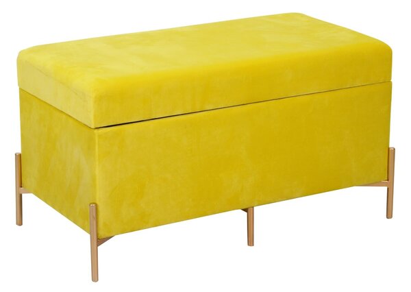 Panca Contenitore 78x40xh45 cm in Tessuto Velluto Giallo