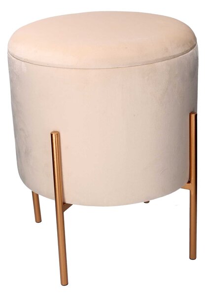 Pouf Contenitore Ø40xh51 cm in Tessuto Crema