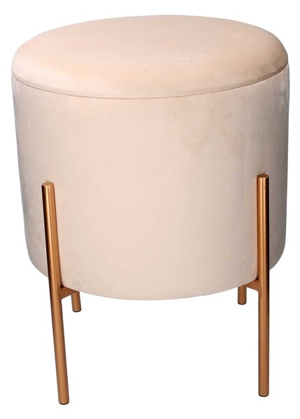 Pouf Contenitore Ø40xh51 cm in Tessuto Crema
