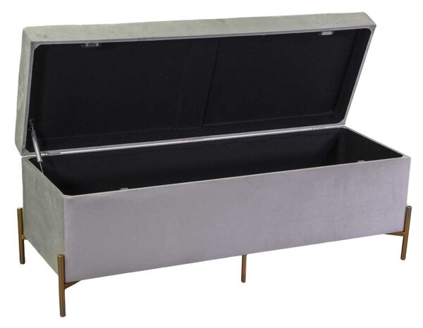 Panca Contenitore 115x40xh45 cm in Tessuto Velluto Grigio