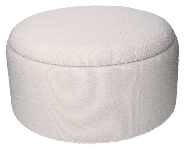Set 2 Pouf Contenitore Ø50 cm e Ø60 cm in Tessuto Crema
