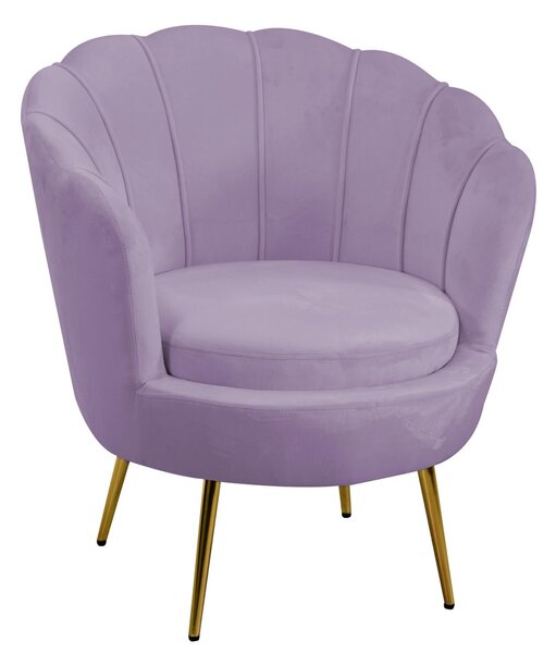 Poltrona Imbottita 73x72xh49/77 cm in Tessuto Velluto Tulipan Viola