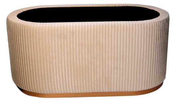 Pouf Contenitore 82x42xh41 cm in Tessuto Velluto Crema