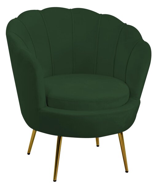 Poltrona Imbottita 73x72xh49/77 cm in Tessuto Velluto Tulipan Verde