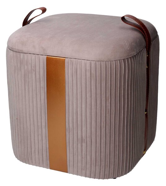 Set 3 Pouf Contenitore in Tessuto Velluto Grigio