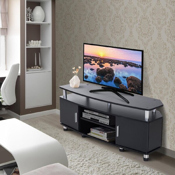 DecHome Mobile TV Moderno 2 Ante 2 Vani a Giorno Dimensioni 120x39,5x52 cm colore Nero