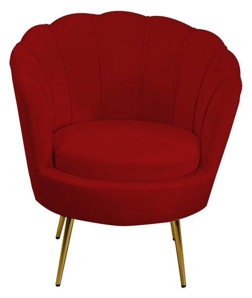 Poltrona Imbottita 73x72xh49/77 cm in Tessuto Velluto Tulipan Rosso