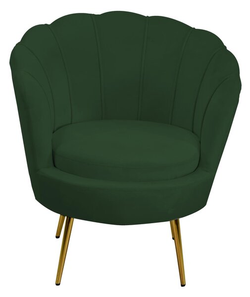 Poltrona Imbottita 73x72xh49/77 cm in Tessuto Velluto Tulipan Verde