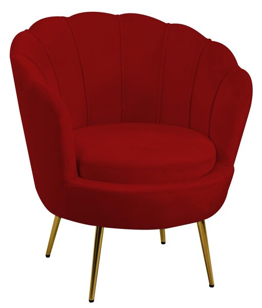 Poltrona Imbottita 73x72xh49/77 cm in Tessuto Velluto Tulipan Rosso