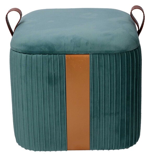 Set 3 Pouf Contenitore in Tessuto Velluto Verde Salvia