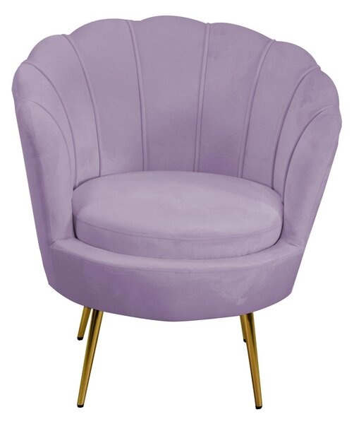 Poltrona Imbottita 73x72xh49/77 cm in Tessuto Velluto Tulipan Viola