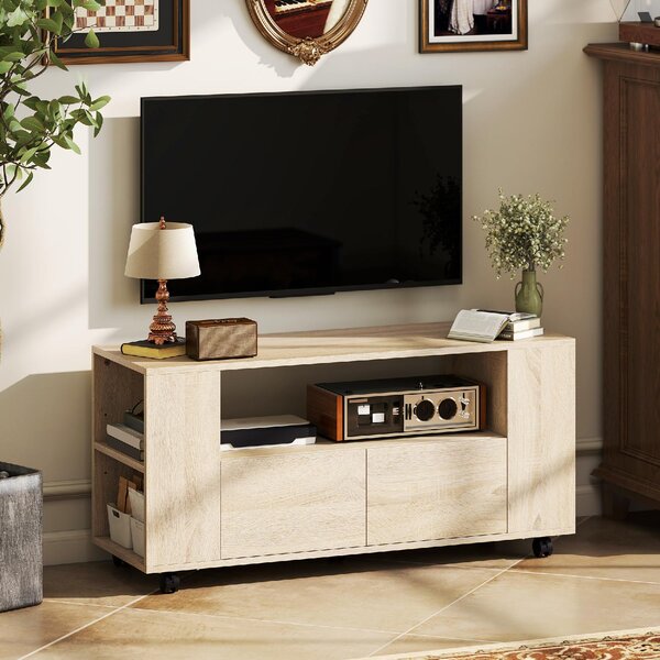 DecHome Mobile TV Moderno 4 Ante 1 Vano a Giorno Dimensioni 102x34,5x48,5 cm colore Legno