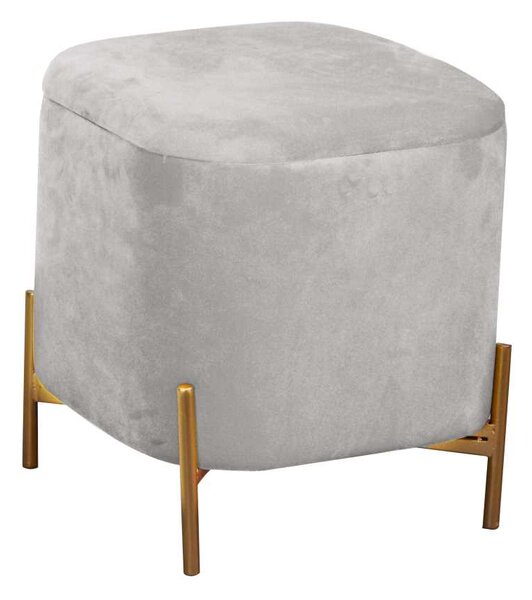 Pouf Contenitore 38x38xh45 cm in Tessuto Velluto Grigio