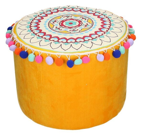Pouf Tondo Ø40xh30 cm in Velluto Arancione