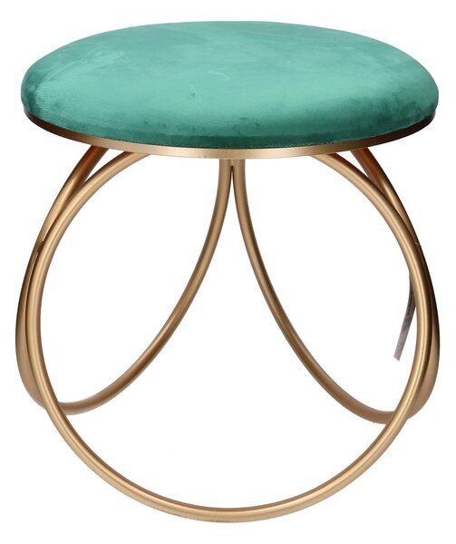 Pouf 44x42xh43 cm in Metallo e Velluto Verde