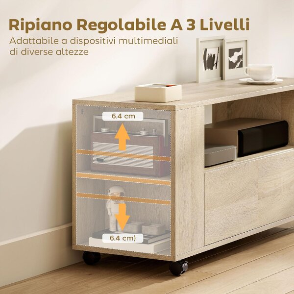 DecHome Mobile TV Moderno 4 Ante 1 Vano a Giorno Dimensioni 102x34,5x48,5 cm colore Legno