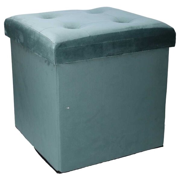 Pouf Contenitore Pieghevole 38x38xh38 cm in Velluto Verde Salvia