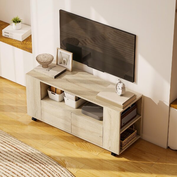 DecHome Mobile TV Moderno 4 Ante 1 Vano a Giorno Dimensioni 102x34,5x48,5 cm colore Legno