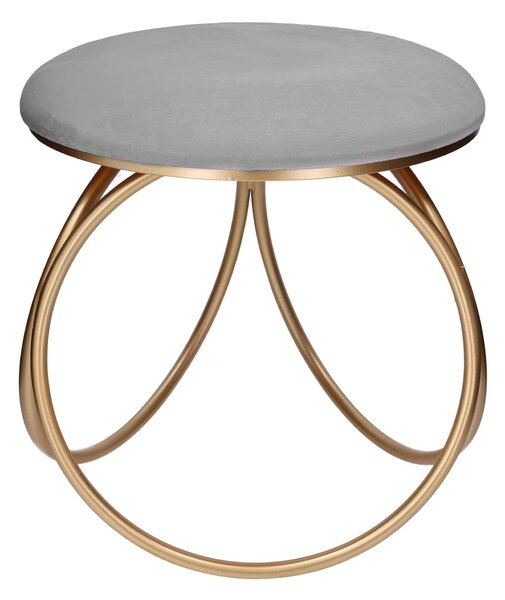 Pouf 44x42xh43 cm in Metallo e Velluto Grigio