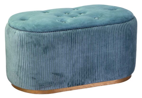 Pouf Contenitore 82x42xh41 cm in Tessuto Velluto Verde Salvia