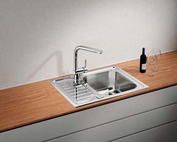 Set di lavelli da incasso Naber Nava 1 in acciaio inox con rubinetto da cucina Drive 1 cromato ad alta pressione