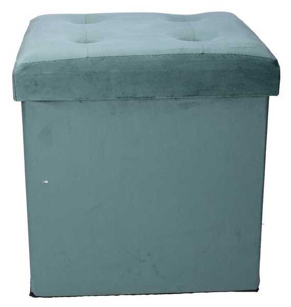 Pouf Contenitore Pieghevole 38x38xh38 cm in Velluto Verde Salvia