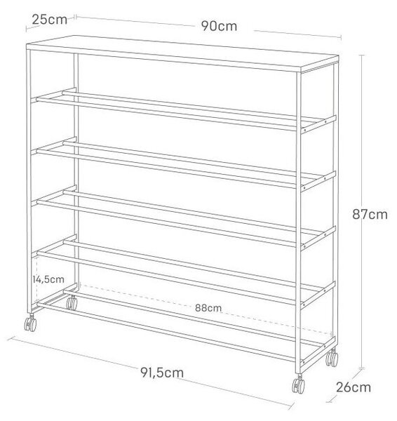 Scarpiera nera in metallo 90,5x87x26 cm Tower – YAMAZAKI
