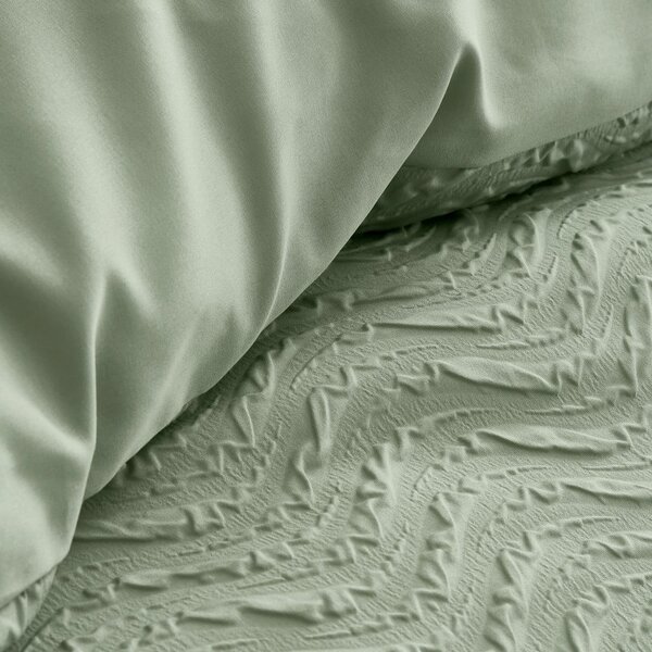 Set copripiumino e federa verde in crêpe per letto matrimoniale e per letto esteso 230x220 cm Heatset Wave – Catherine Lansfield