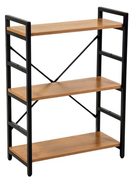 Libreria 3 ripiani 60x28xh83,5 cm in Metallo e Legno Achille Naturale