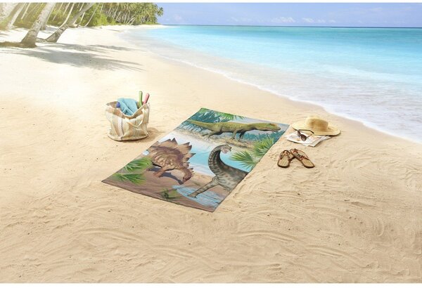 Telo mare da bambini in velluto 75x150 cm Dino – Good Morning