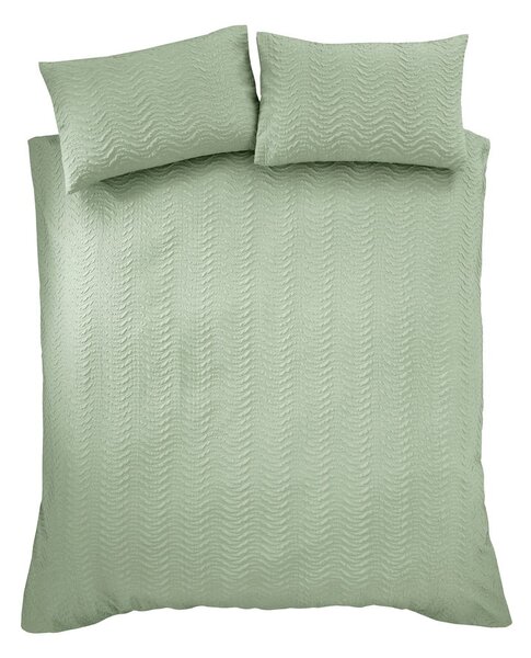 Set copripiumino e federa verde in crêpe per letto matrimoniale e per letto esteso 230x220 cm Heatset Wave – Catherine Lansfield